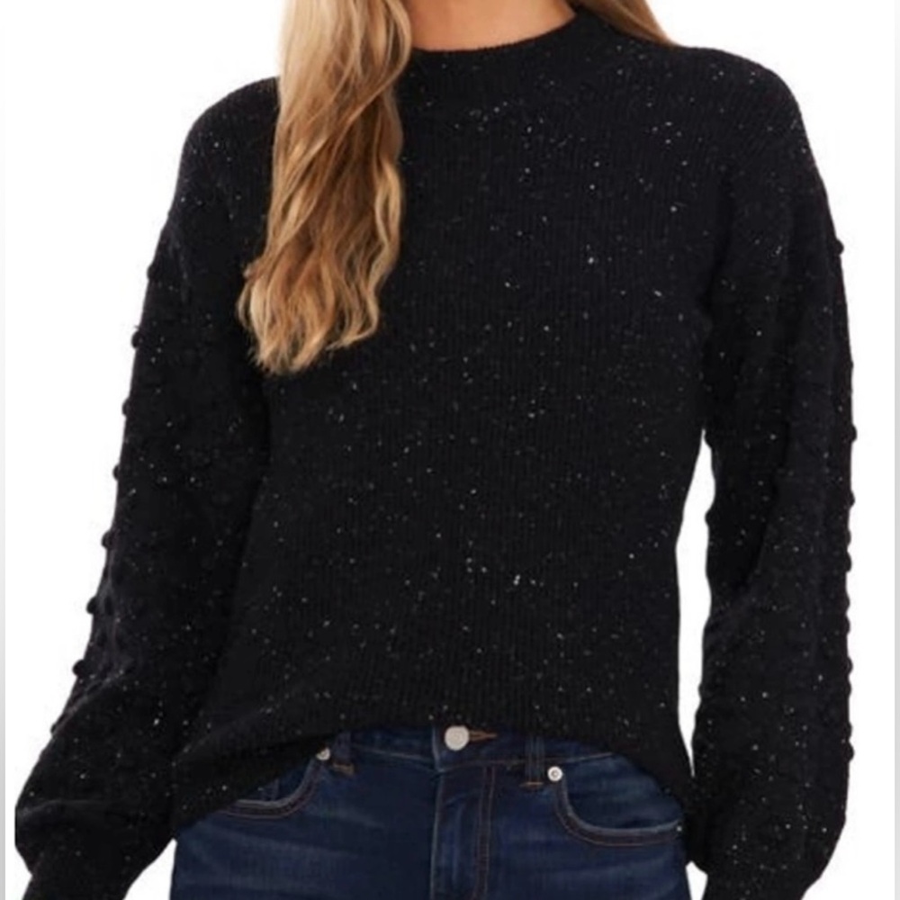 CeCe Textured Knit Mock Neck Sweater (Size M)